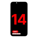 Pantalla de repuesto iPhone 14 Aftermarket Plus Soft 3.0 para reparación de display LCD roto, modelo A2649.