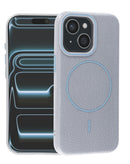 Funda de cuero magnética suave SlowBack para iPhone 14 Plus o 15 Plus en color azul Wayne. Protección elegante para tu Apple.