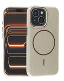Funda magnética VIVID ROCK de cuero suave para iPhone 14 Plus / 15 Plus, color negro, con bordes elevados.