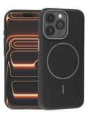 Funda magnética SlowBack de cuero negro para iPhone 15 Pro, protección elegante y funcional.