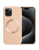 Encuentra la mejor funda de silicone suave color beige con carga inalámbrica para tu iPhone 15 Pro en Quetzaltenango.