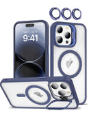 Case de silicona Transpalet y soporte para camara con lente iPhone 15 Pro Max (Azul oscuro)