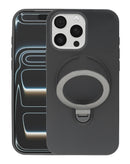 Case Pastel Shield de fibra de carbono magnetico con soporte iPhone 15 Pro Max (Negro)
