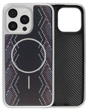Funda tejido patron de color iPhone 15 Pro Max (Negro & Gris)