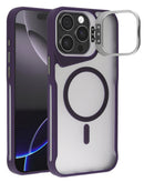 Tapa trasera transparente mate con soporte de camara y carga inalambrica iPhone 15 Pro Max (PURPLE)