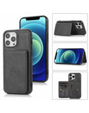 Funda cartera de cuero iPhone 15 Pro Max (Negro)