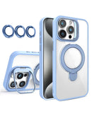 Protege tu iPhone 15 Pro Max con estilo en Xela, Quetzaltenango con esta funda transparente magnética LIGHT BLUE con 2 soportes y lente de cámara.
