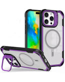 Funda magnetica con soporte protector para lente de camara iPhone 15 Pro Max PURPLE