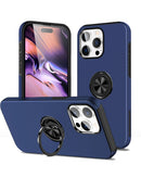 Protege tu iPhone 15 Pro con este case de doble capa y anillo magnético en color azul marino, disponible en Xela Quetzaltenango.