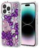 ¡Protege tu iPhone 15 Pro con estilo en Quetzaltenango con la funda dura de silicona Crystal Flower Perfume PURPLE!