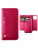 Protege tu iPhone 15 Pro con estilo con una funda cartera magnética de cuero original en color rosa caliente en Quetzaltenango.