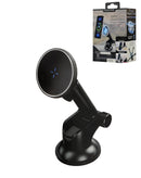 Soporte magnético negro para auto con carga inalámbrica de 15W SlowBack, compatible con smartphones, ideal para viajes.