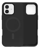 Case MagSafe negro mate para iPhone 16 de SlowBack. Funda protectora elegante con anillo magnético para carga inalámbrica.