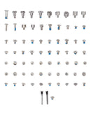 Juego completo de tornillos de precisión para iPhone 16, ideal para reparaciones y mantenimiento de componentes internos.