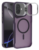Protector de color morado oscuro para iPhone 16 con soporte para cámara y carga inalámbrica, disponible en Xela Quetzaltenango.