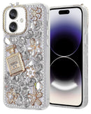 Protege tu iPhone 16 con estilo con la funda de silicona dura Crystal Flower Perfume en Xela Quetzaltenango.