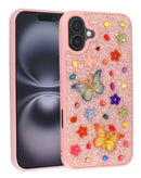 Protege tu iPhone 16 con estilo con la funda de mariposa glitter rhinestone en color morado claro en Xela Quetzaltenango.
