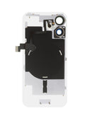 Tapa trasera negra transparente con NFC inalámbrico e imán MagSafe para iPhone 16.