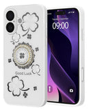 Protege tu iPhone 16 Plus en Quetzaltenango con la elegante funda de lujo Diamond Shiny con anillo en color blanco.