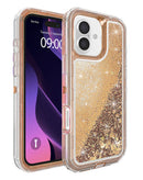 Funda protectora glitter líquido con parachoques en color rose gold para iPhone 16 en Quetzaltenango.