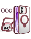 Encuentra la Funda Clear Magnetic con 2 Kickstand y Camera Lens para iPhone 16 color Wine Red en Xela Quetzaltenango.
