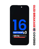 Pantalla soft OLED 120Hz para iPhone 16 con True Tone, sin transferencia de IC, de alta calidad.