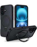 Funda magnética de fibra de carbono con soporte para iPhone 16, ideal para proteger tu dispositivo en Xela Quetzaltenango.