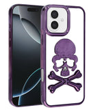 Funda transparente con diseño de calavera PURPLE para iPhone 16 en Quetzaltenango, ideal para proteger tu dispositivo con estilo.