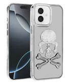 Protege tu iPhone 16 con estilo en Quetzaltenango con este case transparente de diseño de calavera blanco.