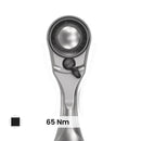 Llave de carraca Wera Zyklop Mini 3 de 1/4" con accionamiento, compacta y robusta.