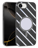 Carcasa magnética negra con efecto espejo para iPhone 16E, con carga inalámbrica.