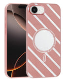 Funda magnética espejo oro rosa para iPhone 16E con carga inalámbrica.