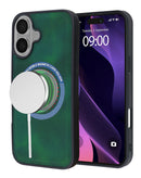 Protege tu iPhone 16 Plus con estilo y carga inalámbrica con este case de cuero mate en color verde oscuro en Quetzaltenango.