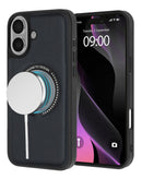 Funda de cuero con carga inalámbrica para iPhone 16 Plus en color negro en Xela, Quetzaltenango.