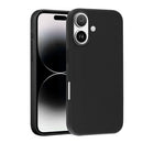 Case de cuero negro para iPhone 16 Plus con cargador inalámbrico integrado, protección elegante y funcional.