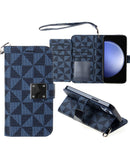 Funda billetera de cuero Azul con ranura para tarjetas iPhone 16 Plus