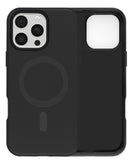 Case MagSafe negro mate para iPhone 16 Pro, con anillo magnético visible y protección elegante.