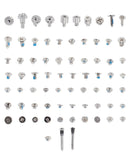 Juego completo de tornillos de precisión para iPhone 16 Pro, ideal para reparación y mantenimiento de componentes.