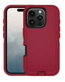 Protege tu iPhone 16 Pro con esta funda heavy duty en colores maroon y negro en Xela Quetzaltenango.