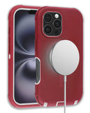 Protege tu iPhone 16 Pro / 17 con estilo y eficiencia con este case con carga inalámbrica heavy duty en los colores rojo y blanco en Quetzaltenango.