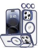 Protege tu iPhone 16 Pro Max con esta funda de silicona y soporte de cámara color azul oscuro en Xela Quetzaltenango.