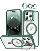 Funda de silicona y soporte de camara con lente Transpalet iPhone 16 Pro Max (DARK GREEN)