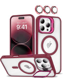 Funda de silicona y soporte de camara con lente iPhone 16 Pro Max (WINE)