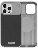 Funda de cuero metalico iPhone 16 Pro Max (Negro)