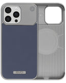 Funda de cuero metalico iPhone 16 Pro Max (NAVY BLUE)