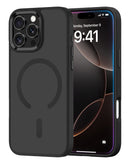 Caja de carga inalámbrica magnética negra SlowBack con chip IC para iPhone 16 Pro Max, vista frontal.