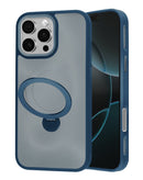 Encuentra en Xela Quetzaltenango un case de carga inalámbrica con soporte de anillo giratorio para iPhone 16 Pro Max en color azul.