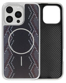 Tapa trasera con patron tejido iPhone 16 Pro Max (Negro & Gris)