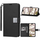 Funda cartera de cuero elegante iPhone 16 Pro Max Negro