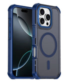 Case de carga inalambrica de doble capa con borde electroplateado iPhone 16 Pro Max (DARK BLUE)